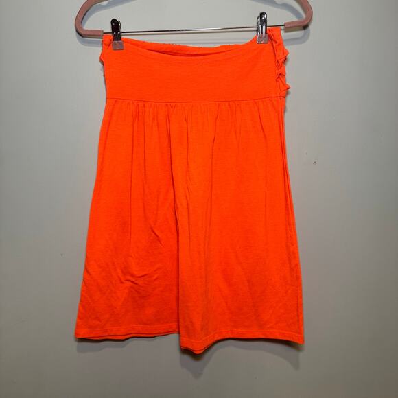 Strapless orange tube dress with ruffled top. Junior’s size L/G (11-13) - Picture 3 of 6